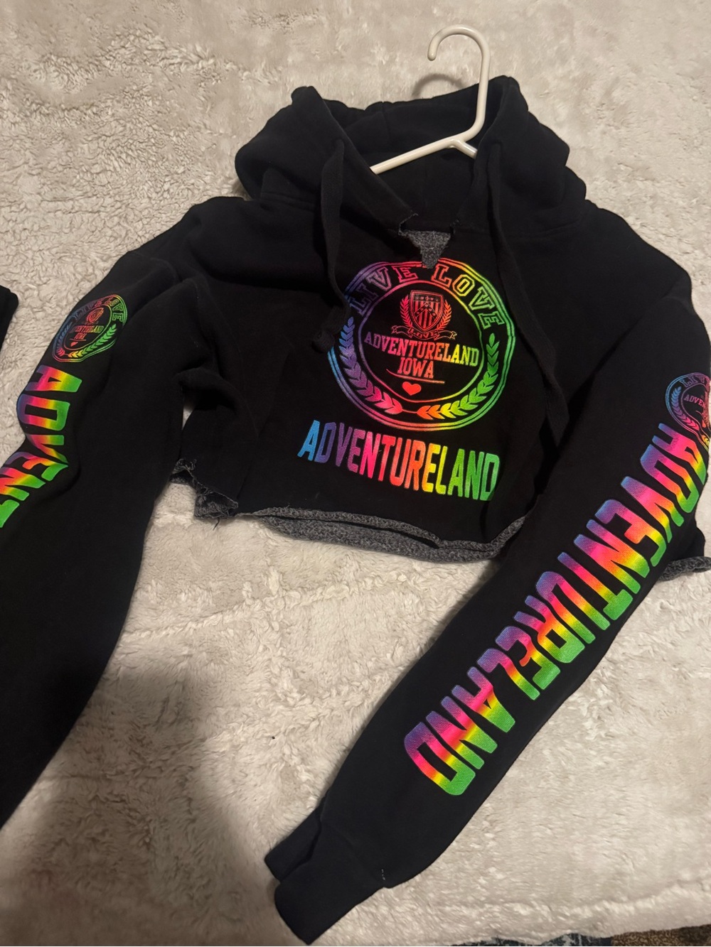 Adventureland Cropped Hoodie + Matching T-Shirt Size Small